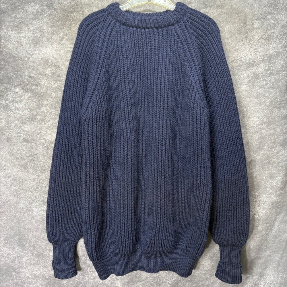 VTG Country Store of Concord Heavy Ribbed Knit Sweater Mens L 100% Wool Navy